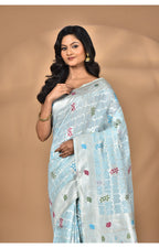 Morchari Women Desgin Chanderi Silk Saree-Blue