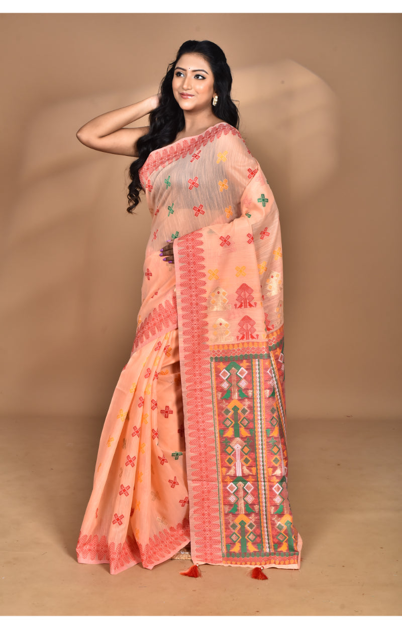 Morchari Women Desgin Chanderi Silk Saree-Peach