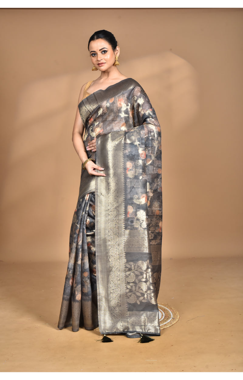 Morchari Women Desgin Linen Silk Saree-Multi