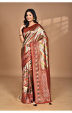 Morchari Ethnic Motifs Silk Blend Dharmavaram Saree-Maroon