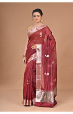Morchari Heavy Chanderi Silk Saree-Maroon