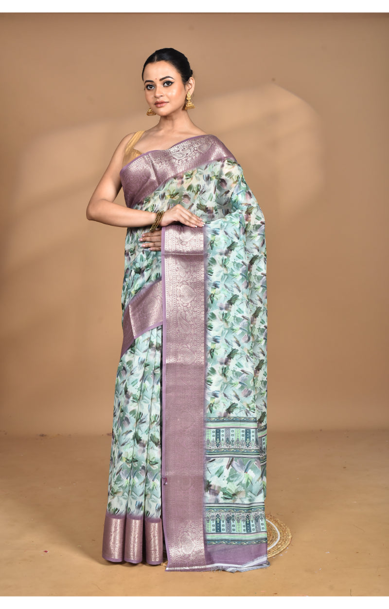 Morchari Chanderi Digital Print Saree-Multi