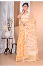 Morchari Heavy Jamdani Saree-Yellow