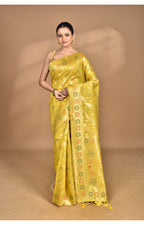 Morchari Banarasi Silk Chanderi Saree-Yellow