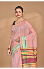 Morchari Pure Cotton Dhakai Jamdani Handloom Saree-Peach