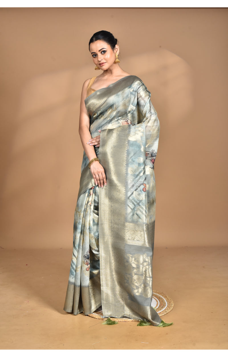 Morchari Women Desgin Linen Silk Saree-Multi