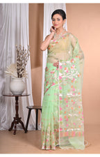 Morchari Heavy Jamdani Silk Orzanga Saree-Green