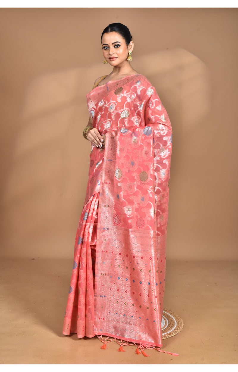 Morchari Women Desgin Chanderi Silk Saree-Peach