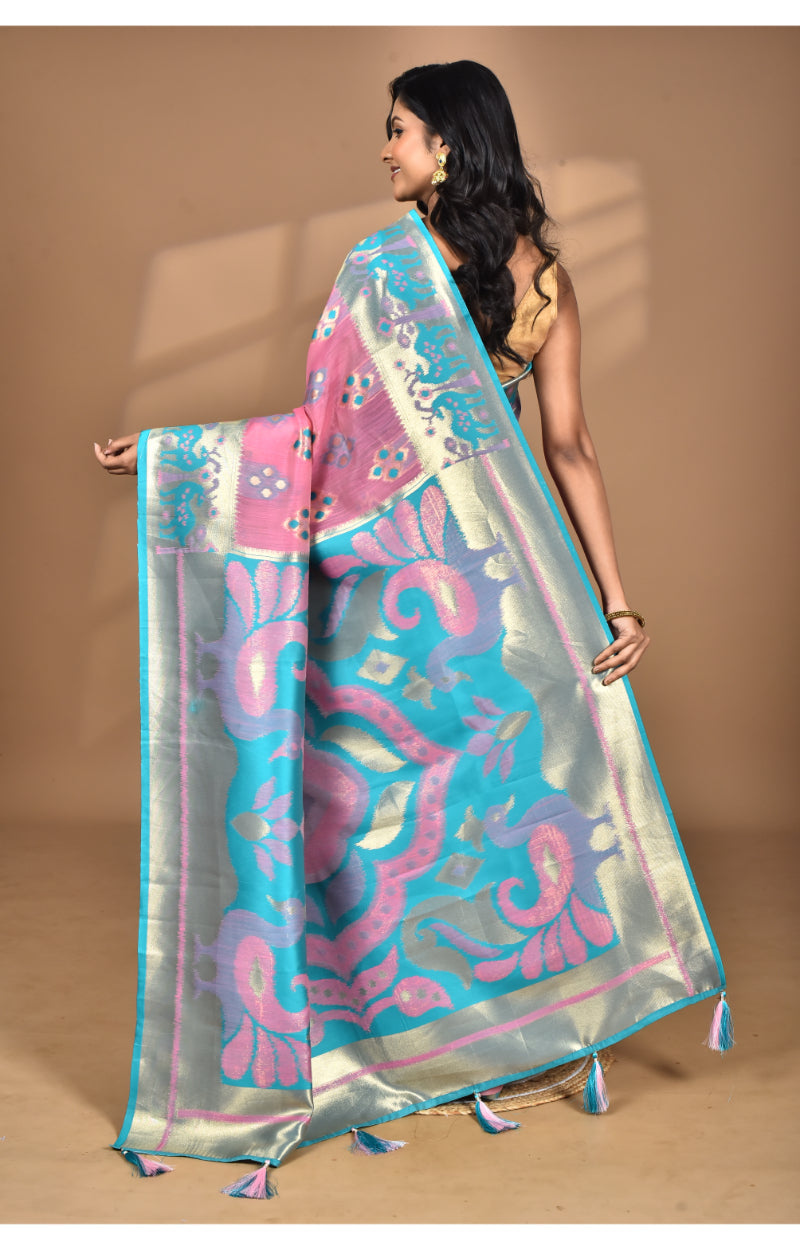 Morchari Women Desgin Two Dai Linen Saree-Multi