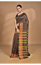 Morchari Pure Cotton Dhakai Jamdani Handloom Saree-Coffee Brown