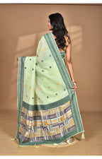 Morchari Women Desgin Chanderi Silk Saree-Green