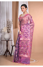 Morchari Heavy Jamdani Silk Orzanga Saree-Wine