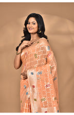 Morchari Women Desgin Chanderi Silk Saree-Peach