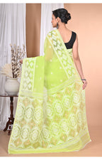 Morchari Pure Cotton Dhakai Jamdani Handloom Saree-Green
