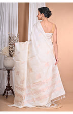 Morchari Pure Tussar Silk Handloom Saree-Cream