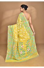 Morchari Pure Cotton Dhakai Jamdani Handloom Saree-Yellow