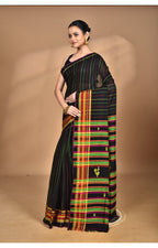 Morchari Pure Cotton Dhakai Jamdani Handloom Saree-Black