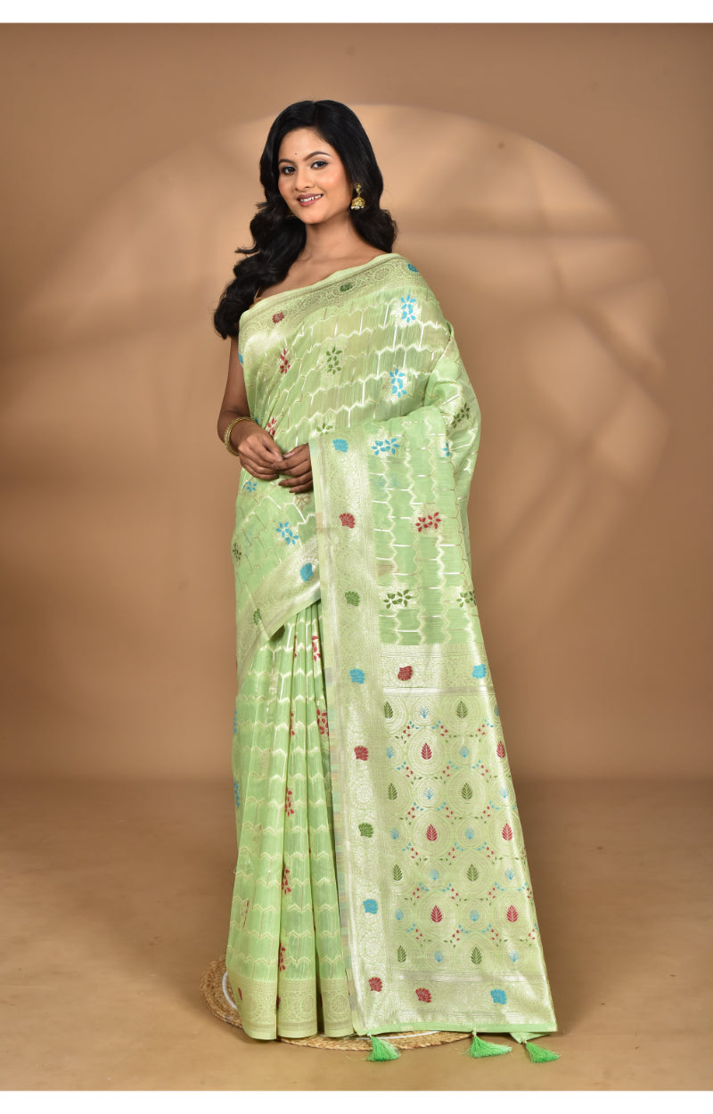 Morchari Women Desgin Chanderi Silk Saree-Green