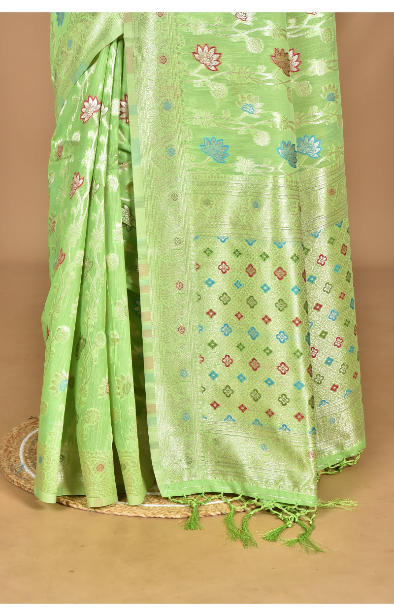 Morchari Women Desgin Chanderi Silk Saree-Green
