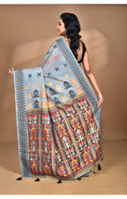 Morchari Women Desgin Chanderi Silk Saree-Grey