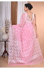 Morchari Heavy Jamdani Saree-Pink