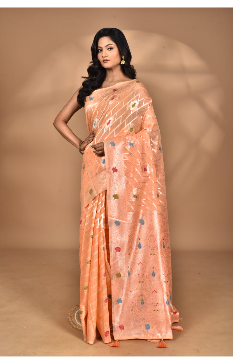 Morchari Women Desgin Chanderi Silk Saree-Peach