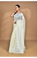 Morchari Pure Cotton Dhakai Jamdani Handloom Saree-Cream