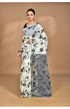 Morchari Pure Cotton Dhakai Jamdani Handloom Saree-Cream