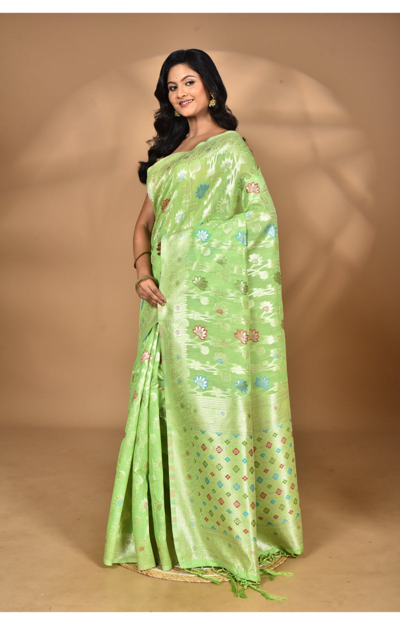 Morchari Women Desgin Chanderi Silk Saree-Green