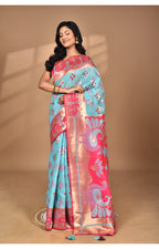 Morchari Women Desgin Two Dai Linen Saree-Multi
