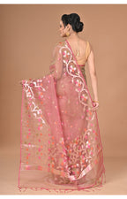 Morchari Semi Orzanga Jamdani Silk Saree-Mehendi