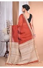 Morchari Pure Cotton Dhakai Jamdani Handloom Saree-Brown