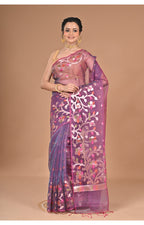 Morchari Semi Orzanga Jamdani Silk Saree-Wine
