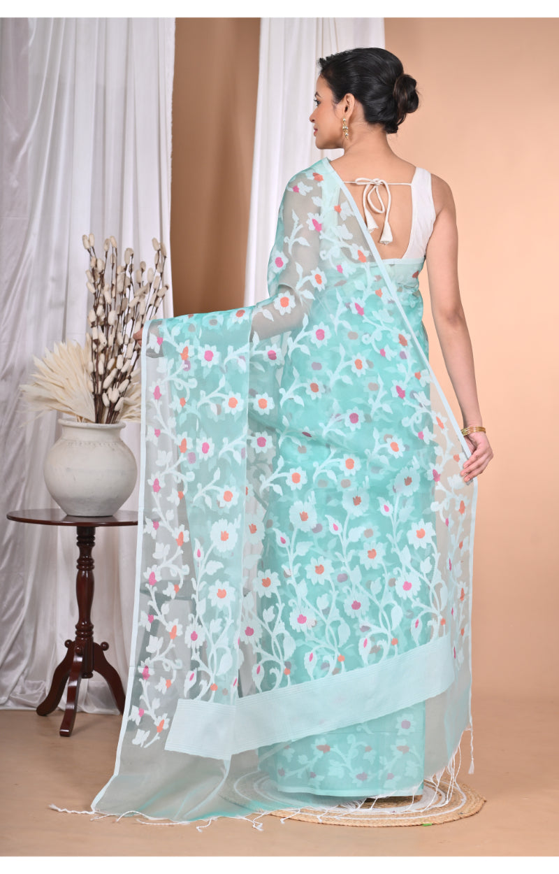 Morchari Heavy Jamdani Saree-Blue