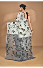Morchari Pure Cotton Dhakai Jamdani Handloom Saree-Cream