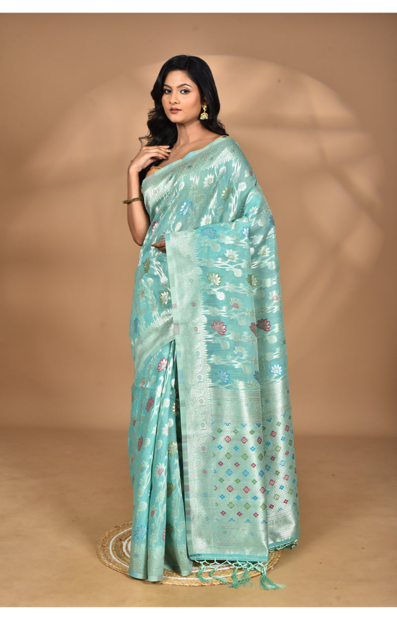 Morchari Women Desgin Chanderi Silk Saree-Blue