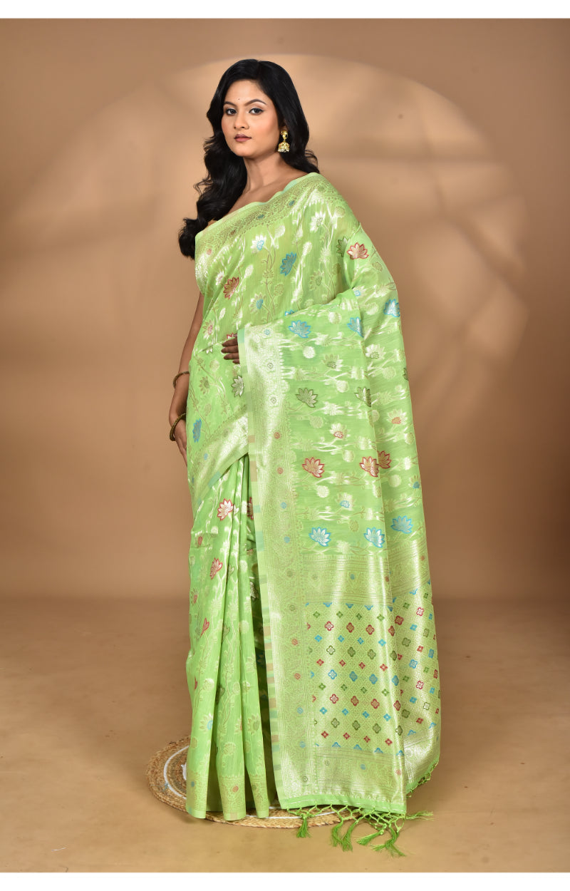 Morchari Women Desgin Chanderi Silk Saree-Green