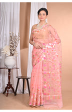 Morchari Heavy Jamdani Silk Orzanga Saree-Pink