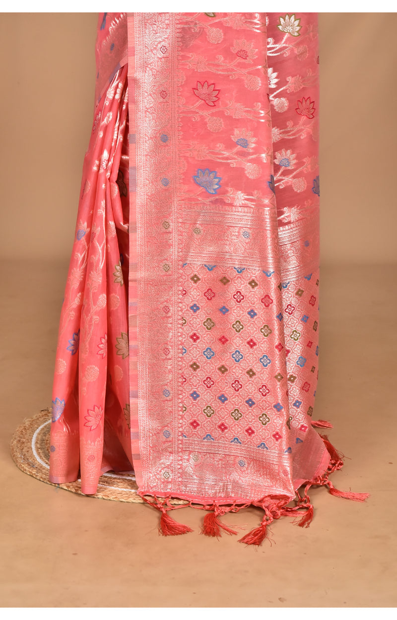 Morchari Women Desgin Chanderi Silk Saree-Peach