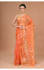 Morchari Heavy Jamdani Silk Orzanga Saree-Orange