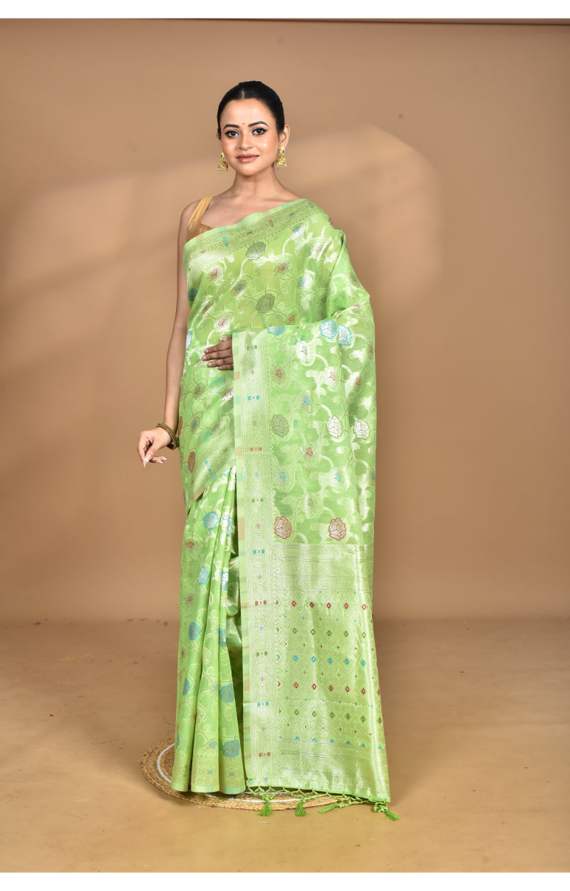 Morchari Women Desgin Chanderi Silk Saree-Green