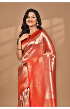 Morchari Women Desgin Banarasi Silk Saree-Red