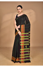 Morchari Pure Cotton Dhakai Jamdani Handloom Saree-Black