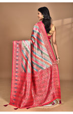 Morchari Ethnic Motifs Silk Blend Dharmavaram Saree-Pink