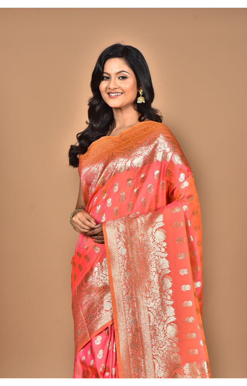 Morchari Heavy Kolhapuri Stone Work Saree-Orange