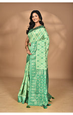 Morchari Women Desgin Kashmiri Silk Linen Saree-Green