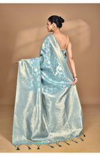 Morchari Banarasi Silk Chanderi Saree-Blue