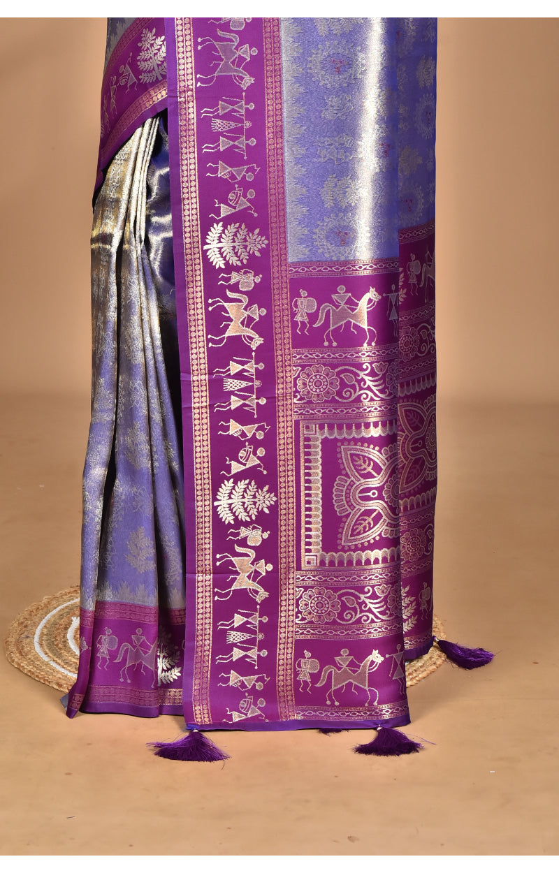 Morchari Women Desgin Two Dai Silk Saree-Purple