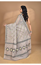 Morchari Pure Cotton Dhakai Jamdani Handloom Saree-Beige