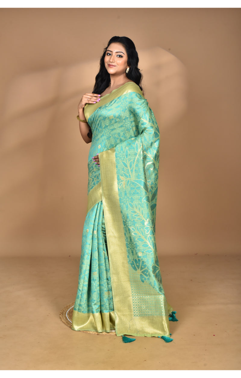 Morchari Jari Sami Silk Saree-Green